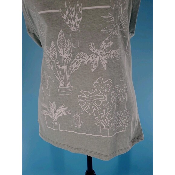 IML House Plant Tank Top Lg Womens Green Scoop Neck Large Leaf Botanical Outline - Picture 7 of 15